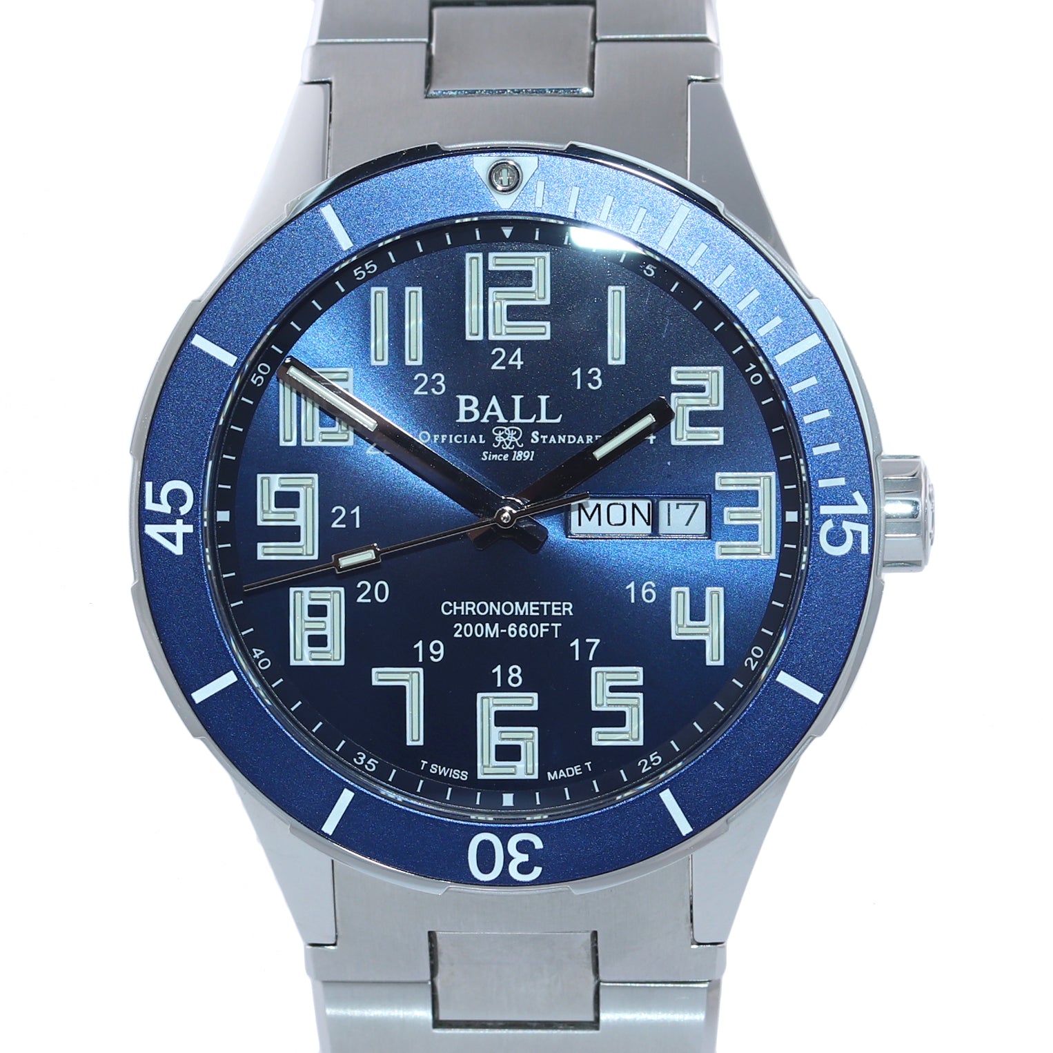 2019 Ball Roadmaster StarLight DM3050B Steel Day Date Chronometer 43mm Watch