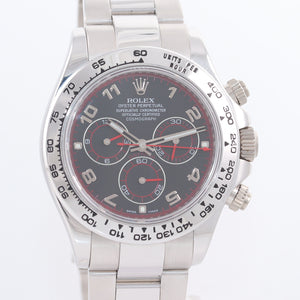 2010 MINT NEW BUCKLE Rolex Daytona Black Racing Dial 116509 18k White Gold Watch