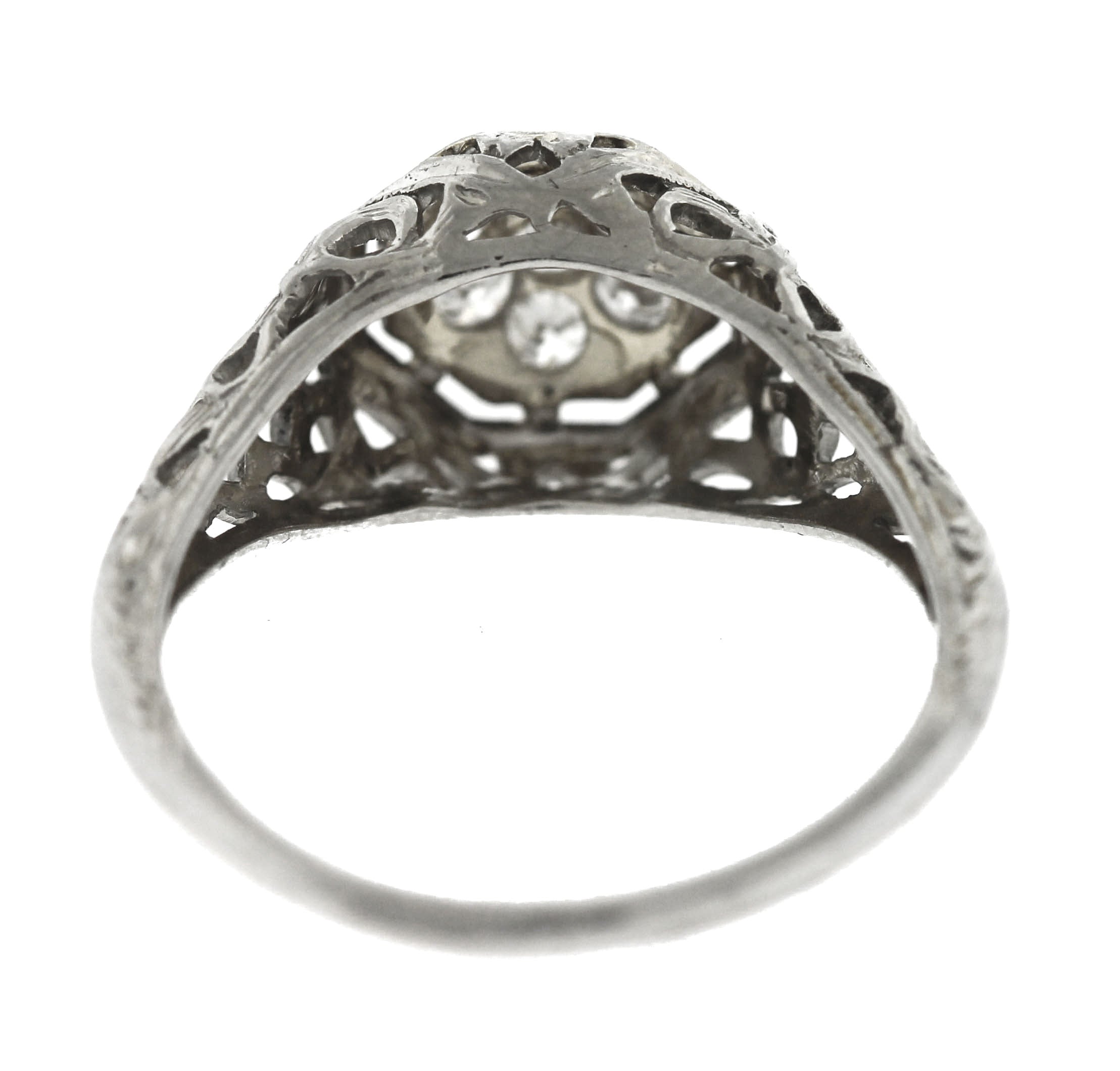Ladies Antique Art Deco Estate 14K White Gold 0.21ctw Diamond Engagement Ring