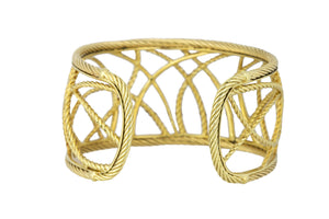 Authentic David Yurman 18K 750 Yellow Gold 1.07ctw Diamond Cable Cuff Bracelet