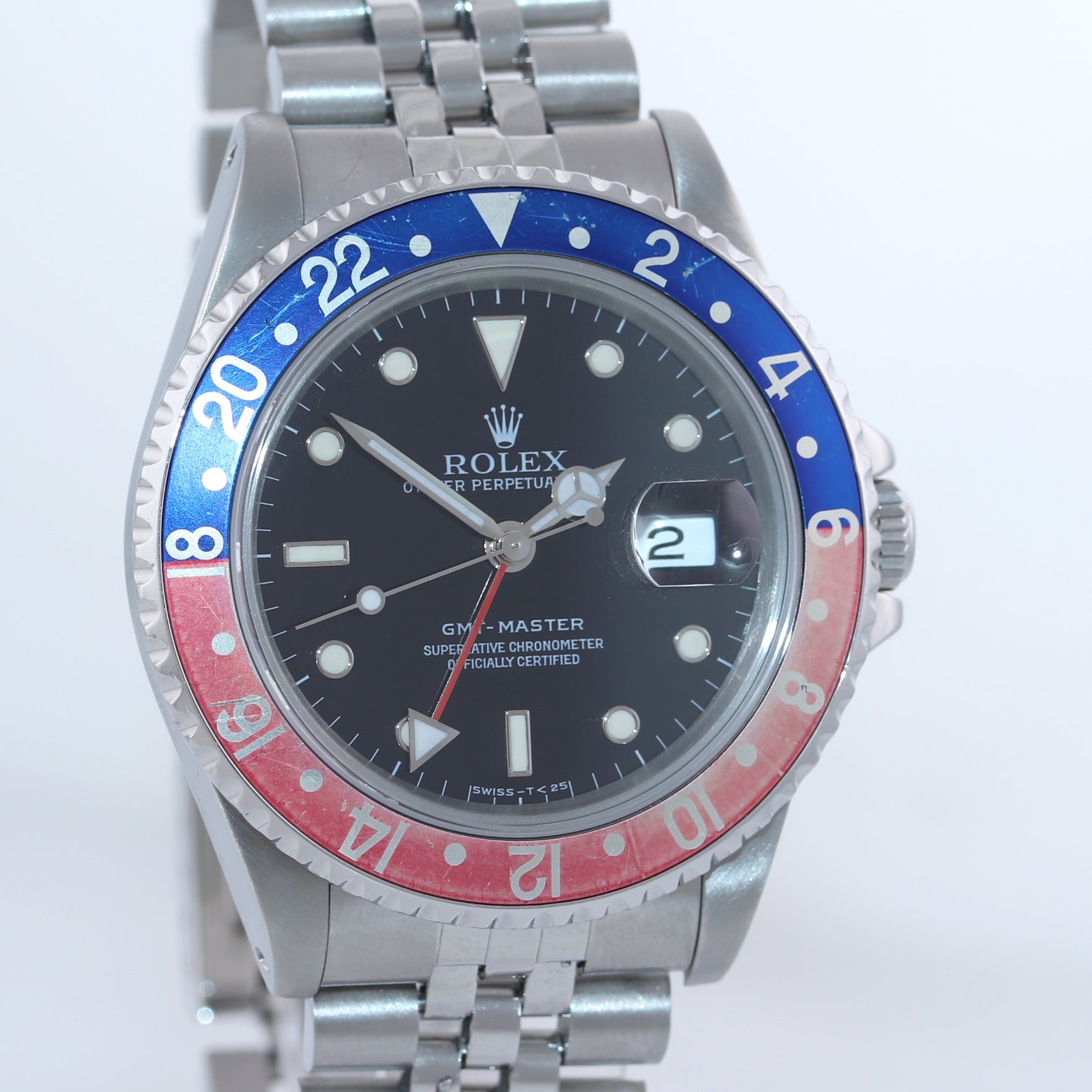 JUBILEE Rolex GMT-Master Tritium Pepsi Blue Red Steel 16700 40mm Watch 16710