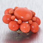 Antique Victorian 14k Yellow Gold Red Coral Brooch Pin