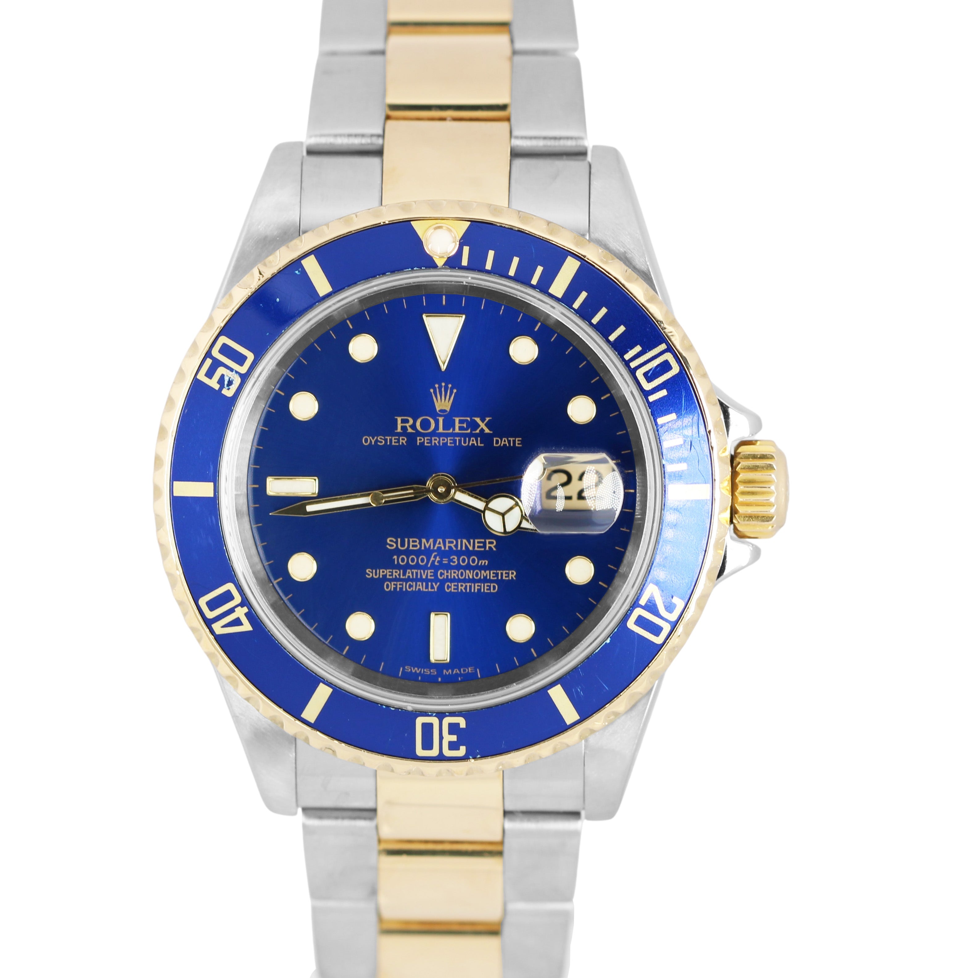 Rolex Submariner Date Two-Tone 18k Buckle Blue 40mm 16613LB Watch