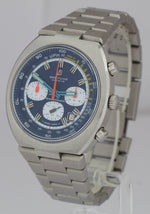 1970s Vintage Breitling TransOcean Chronograph Blue 7102 Stainless 42mm Watch