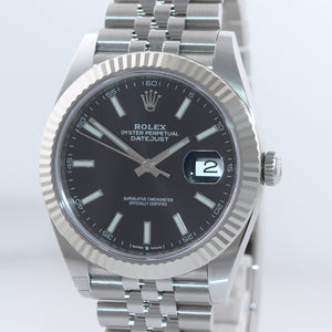 NEW PAPERS Rolex DateJust 41 126334 Black Stick Steel Fluted Jubilee Watch Box