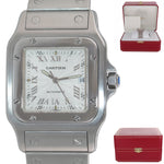 MINT Cartier Santos Galbee 29mm Automatic Steel Silver Roman Date Watch 2319