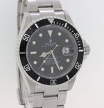 Rolex Submariner Date 16610 T No Holes Steel SEL Pre-Ceramic Black Watch N8