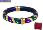 La Nouvelle Bague 925 Sterling 14K Gold Purple Green Enamel Bangle Bracelet