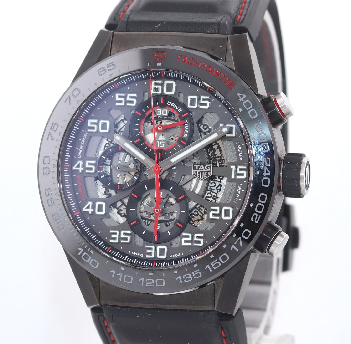 MINT TAG Heuer Chronograph Carrera 01 Calibre CAR2A1H Black PVD 45mm Date Watch