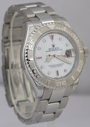 PAPERS Rolex Yacht-Master MOP DIAMOND RUBY Steel Platinum 40mm Watch 16622 B+P