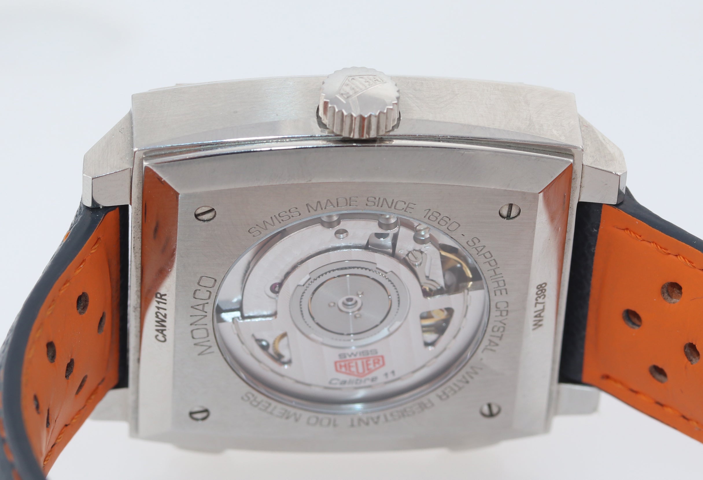 TAG Heuer Gulf Monaco Calibre 11 Chronograph Date CAW211R 39mm Blue Orange Watch