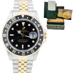Rolex GMT-Master II 18K Two-Tone Gold Steel Black 40mm Jubilee Watch 16713 LN