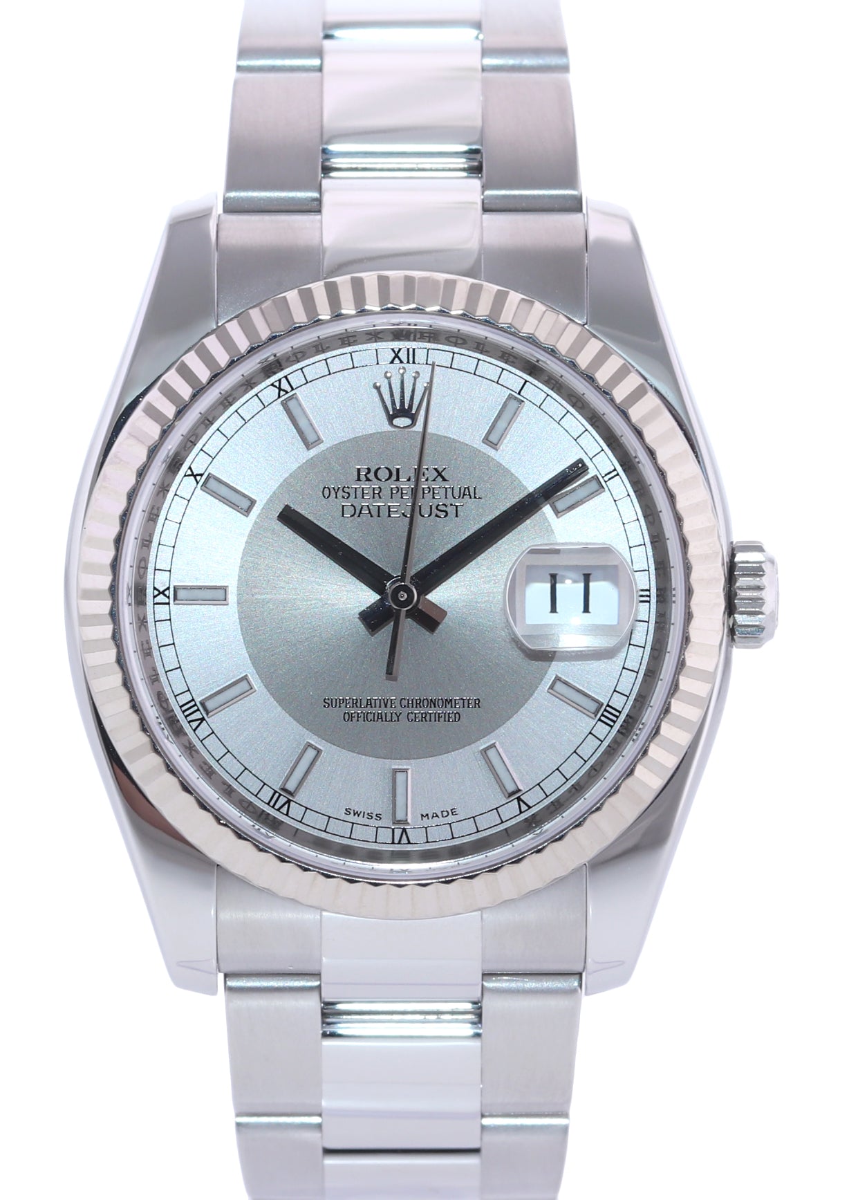 2007 Rolex DateJust Silver Tuxedo 116234 36mm Oyster Steel Watch Box