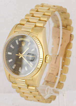 Rolex Day-Date President Black Patina Diamond 36mm 18K Yellow Gold Watch 18038
