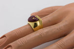 Ladies La Nouvelle Bague 750 18K Yellow Gold Burgundy Heart Enamel Ring