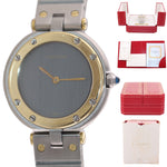 Ladies Cartier Santos Rhonde Steel 18k Gold Two Tone 27mm Quartz Grey Watch