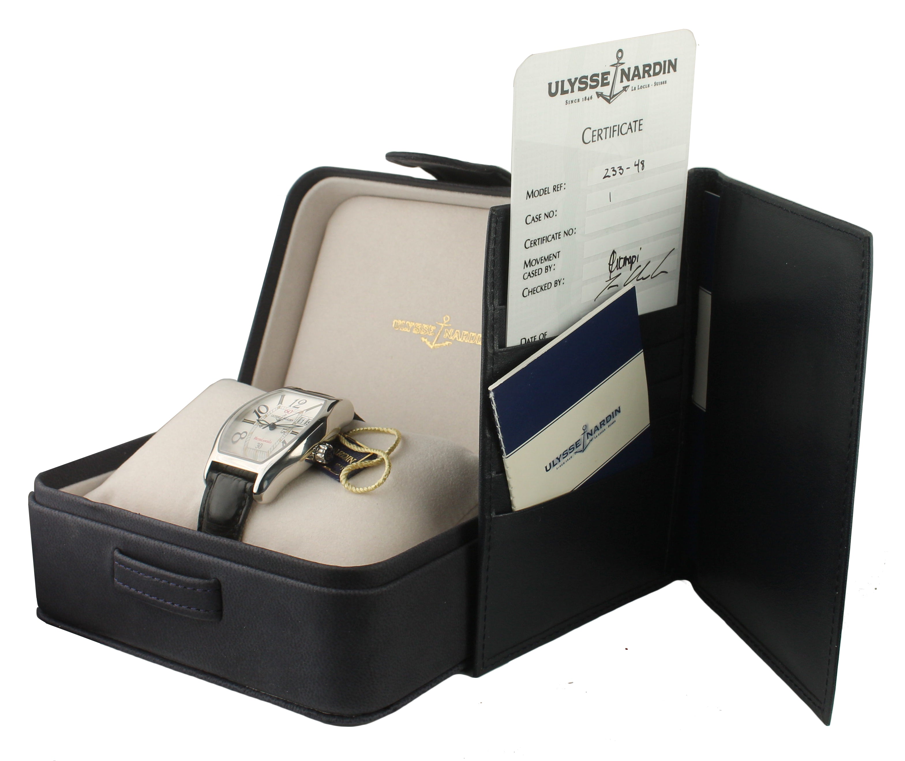 Ulysse Nardin Michaelangelo Big Date Stainless Leather Watch BOX PAPERS 233-48