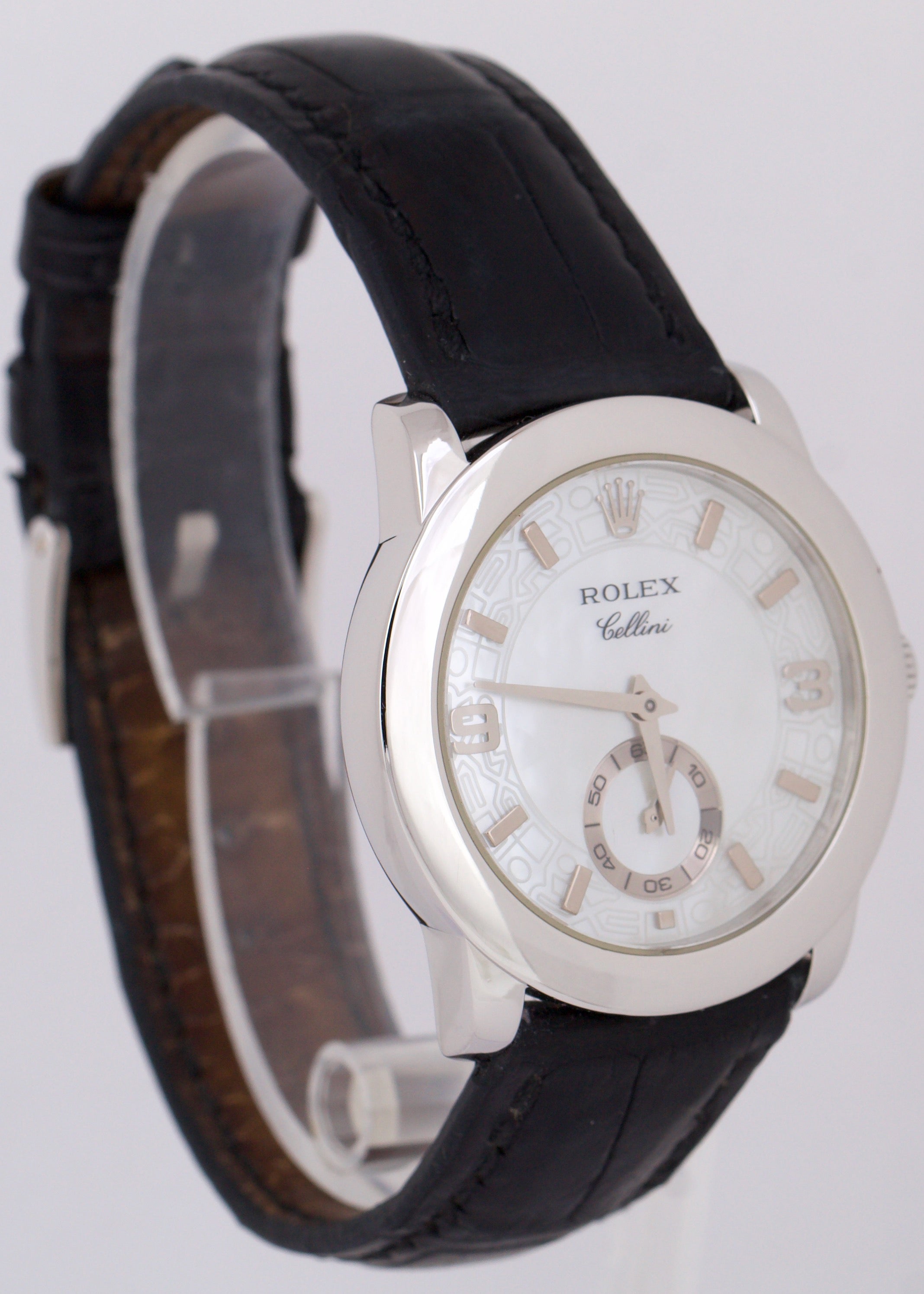 RSC Rolex Cellini Cellinium JUBILEE MOTHER OF PEARL Platinum 35mm 5240/6 Watch