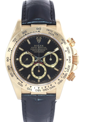 Rolex Daytona Zenith 16518 Black Tritium Dial 18k Yellow Gold Leather Watch Box