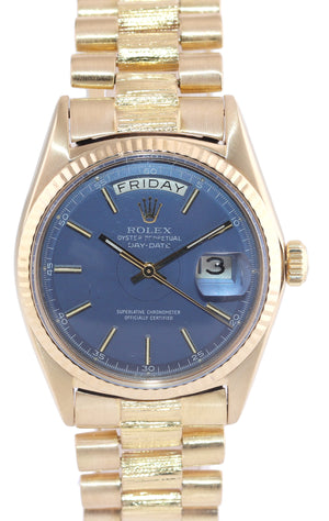 Rolex Day-Date President Yellow Gold Bark 1803 Blue Dial Watch Box