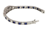1920s Art Deco Platinum 2.36ctw Diamond & Blue Sapphire Filigree 6.50" Bracelet