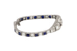 1920s Art Deco Platinum 2.36ctw Diamond & Blue Sapphire Filigree 6.50" Bracelet