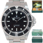 UNPOLISHED 2 LINER PAPERS Rolex Submariner Steel No-Date Black Dial 14060 Watch