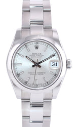 2015 Ladies Rolex DateJust 31MM Silver Stick Mid Size 178240 Watch Box