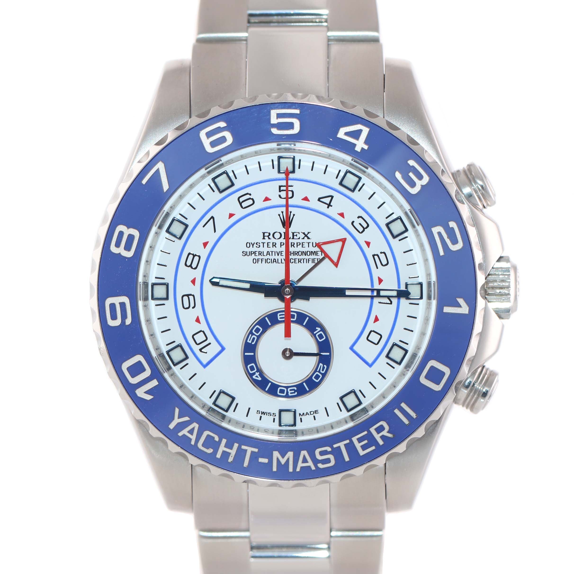 MINT 2017 Rolex Yacht-Master II 44mm Steel White Blue Ceramic 116680 Watch Box