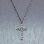 Modern 14k White Gold 1ctw Diamond Cross Pendant 18" Necklace