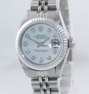 Ladies Rolex DateJust 79174 MOP Diamond Mother of Pearl Jubilee Fluted Watch Box