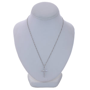 Modern 14k White Gold 1ctw Diamond Cross Pendant 18" Necklace