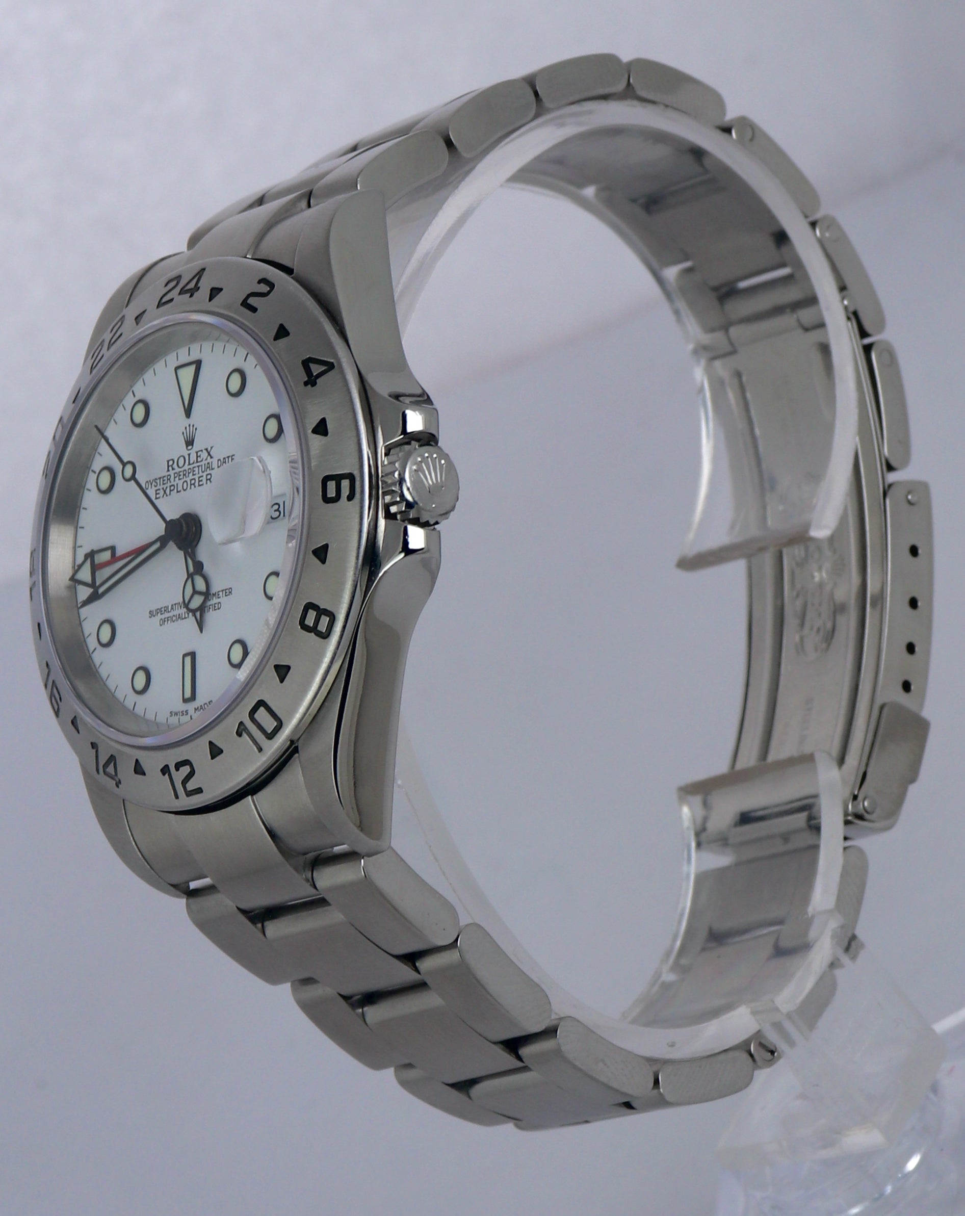 2004 Rolex Explorer II Polar White Y Stainless Steel 40mm GMT SEL 16570 T Watch