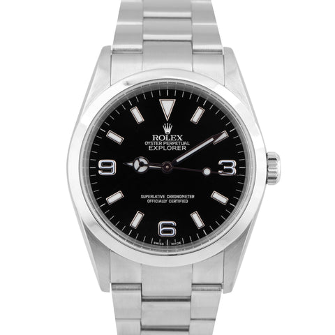 MINT Rolex Explorer I Black 36mm 3-6-9 Stainless Steel Oyster Watch 114270