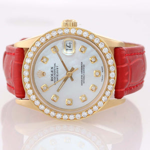 MINT Rolex President 68278 DateJust Midsize 31mm 18k Gold MOP Watch Box.
