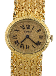 RARE Ladies Cartier Bueche Girod 18K Yellow Gold 25mm Roman Numeral Mesh Watch