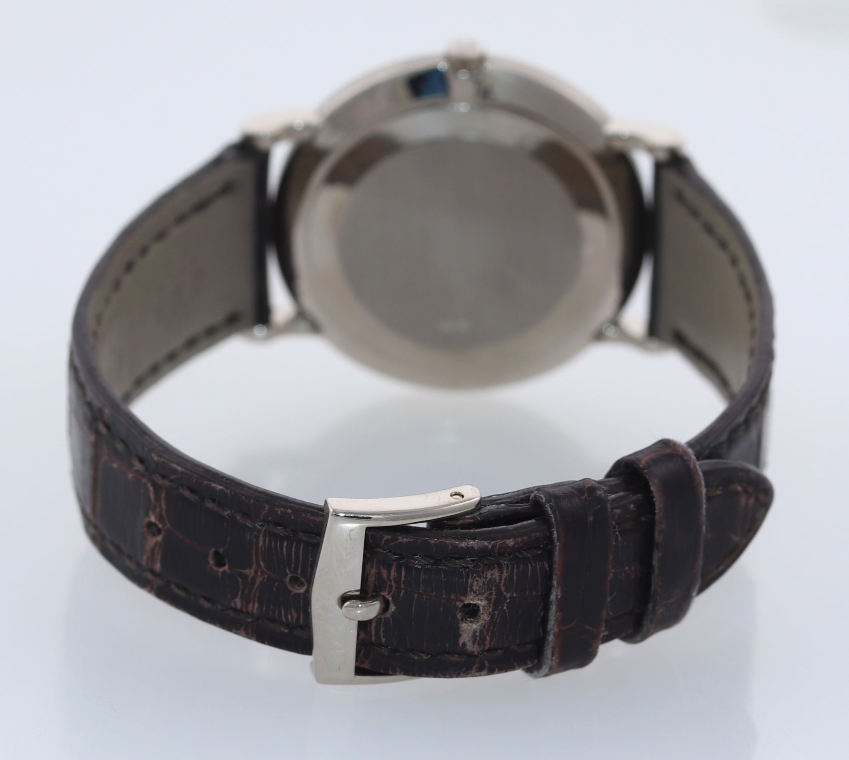 Patek Philippe Calatrava 18k White Gold 3919G Hobnail White Roman Leather Watch