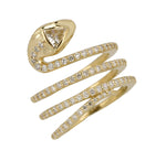 Ladies Modern 14K Yellow Gold 1.33ctw Diamond Snake Serpent Coil Statement Ring
