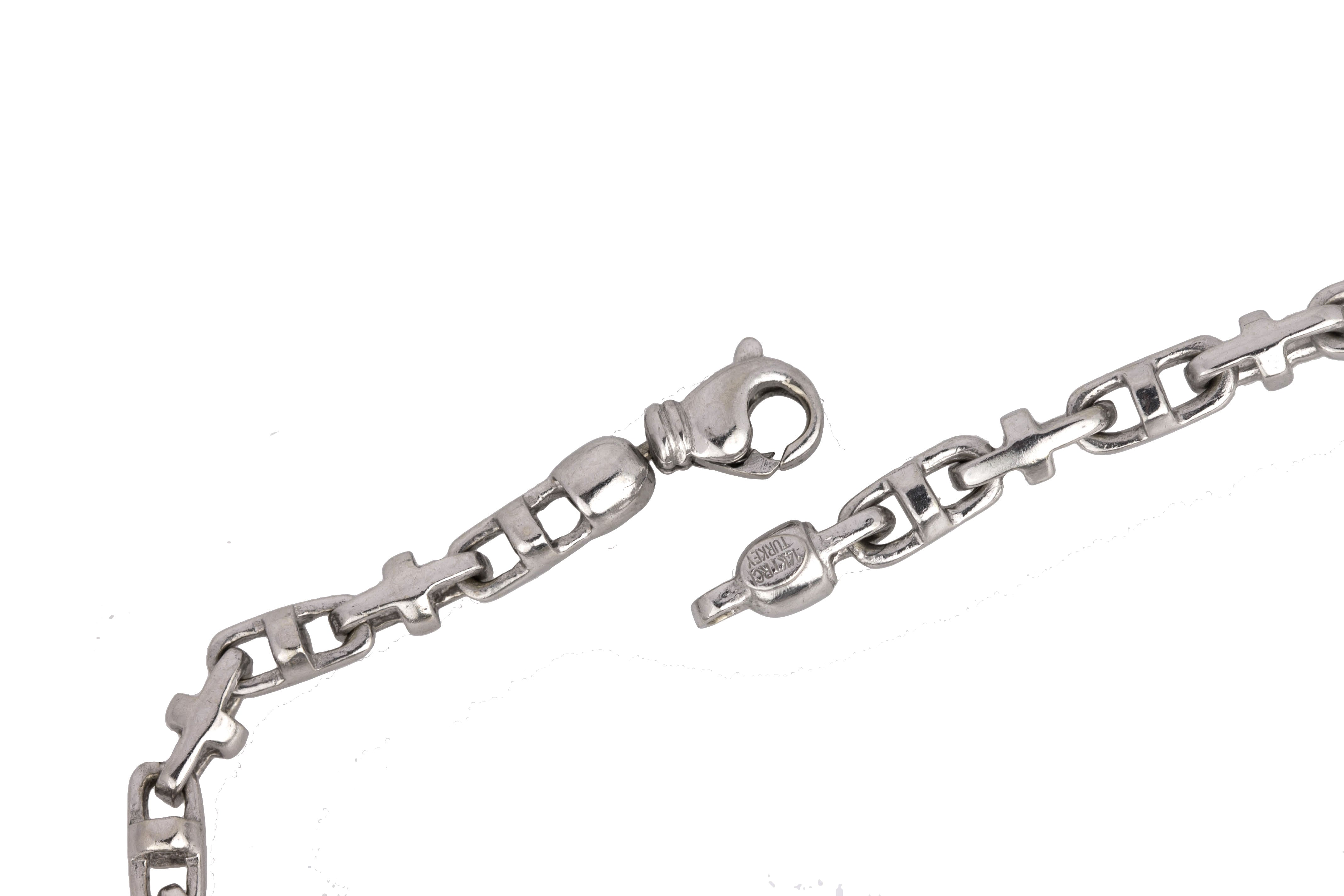 Men's Modern 14K White Gold 4mm Fancy Link Chain 26.00" Necklace 50.6gr