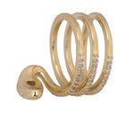 Ladies Modern 14K Yellow Gold 1.33ctw Diamond Snake Serpent Coil Statement Ring