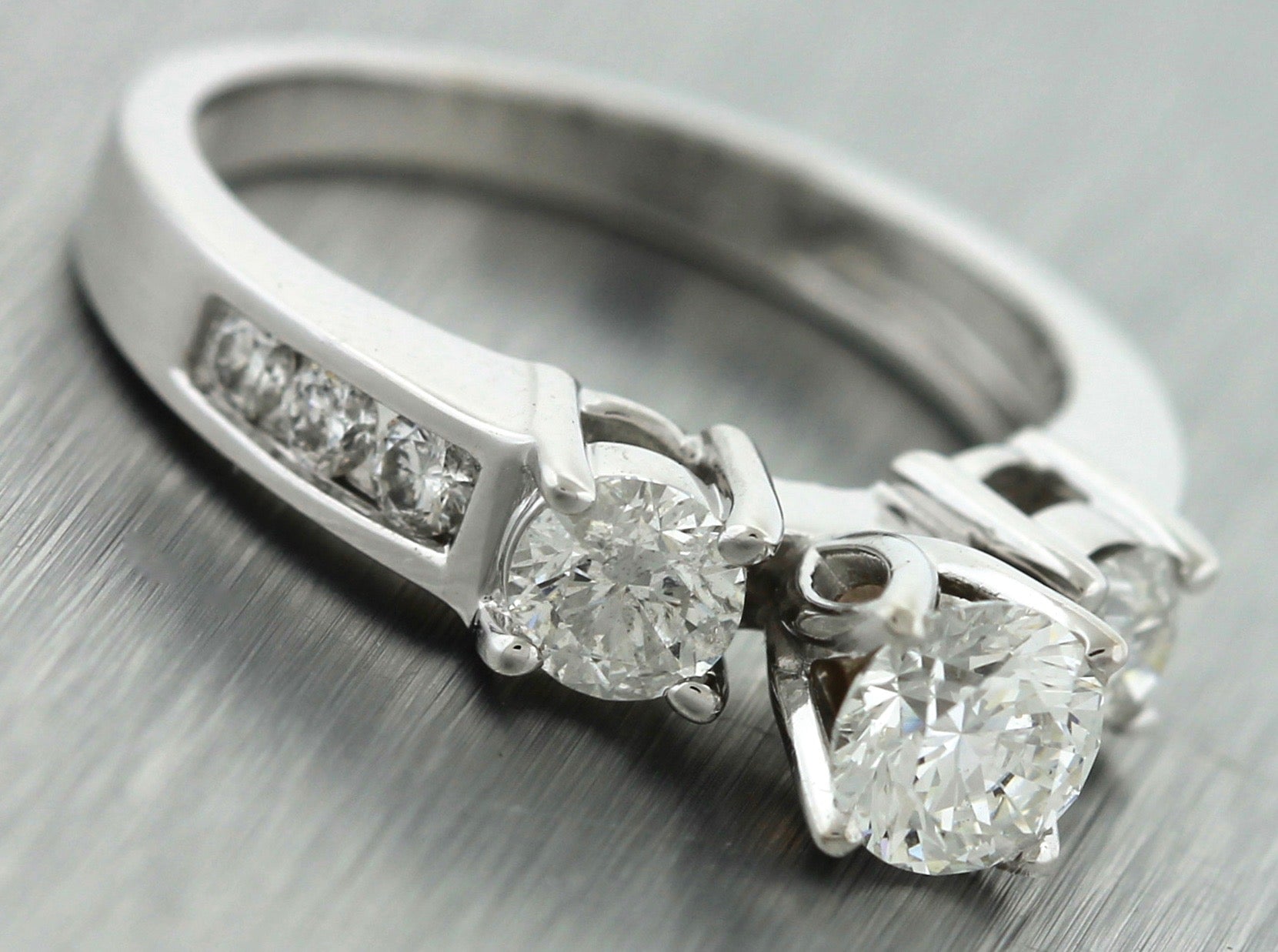 Ladies Vintage Estate 14K 585 White Gold 1.42ctw Diamond Engagement Ring