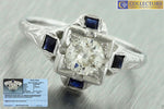 Antique Art Deco 18K Gold 0.75ct Old European Diamond Sapphire Engagement Ring