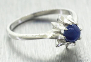 Vintage 0.25ct Cabochon Star Sapphire Ring - 14k Solid White Gold