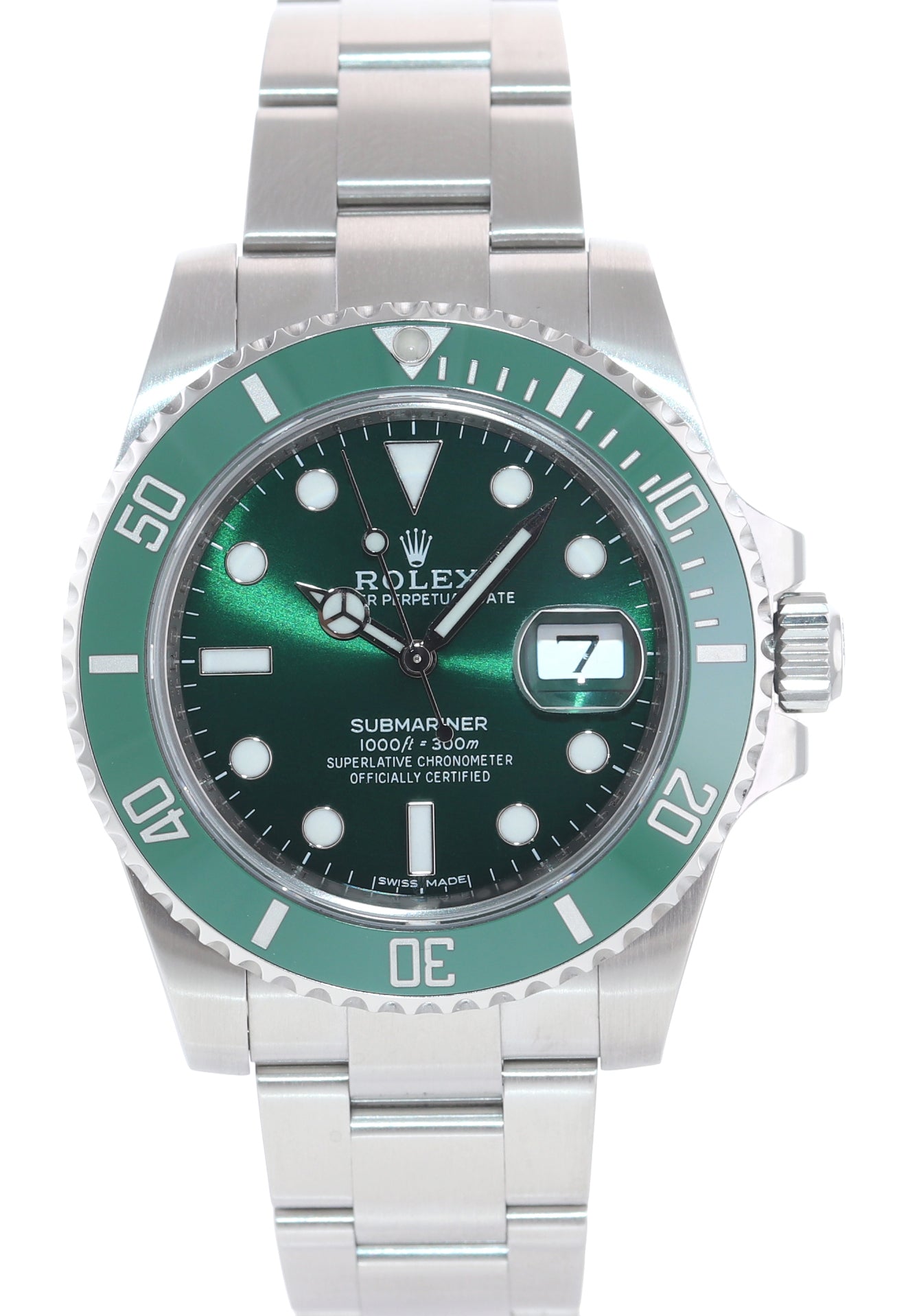 2014 PAPERS Rolex Submariner Hulk Green Dial Ceramic 116610LV Steel Watch Box