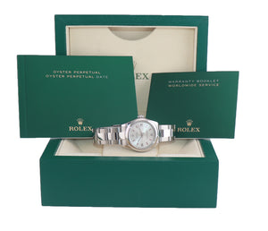 Rolex Oyster Perpetual Steel Ladies 31mm White Stick 177200 Watch Box
