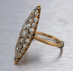 Ladies Estate 14K Yellow Gold 1.27ctw Diamond Navette Shaped Cocktail Ring