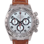 MINT Rolex Daytona 116519 Silver Racing Red Dial 18k White Gold Leather Watch