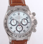 MINT Rolex Daytona 116519 Silver Racing Red Dial 18k White Gold Leather Watch