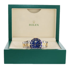 Rolex Submariner 16613 Two Tone Steel 18k Yellow Gold Blue Dial 40mm Dive Watch
