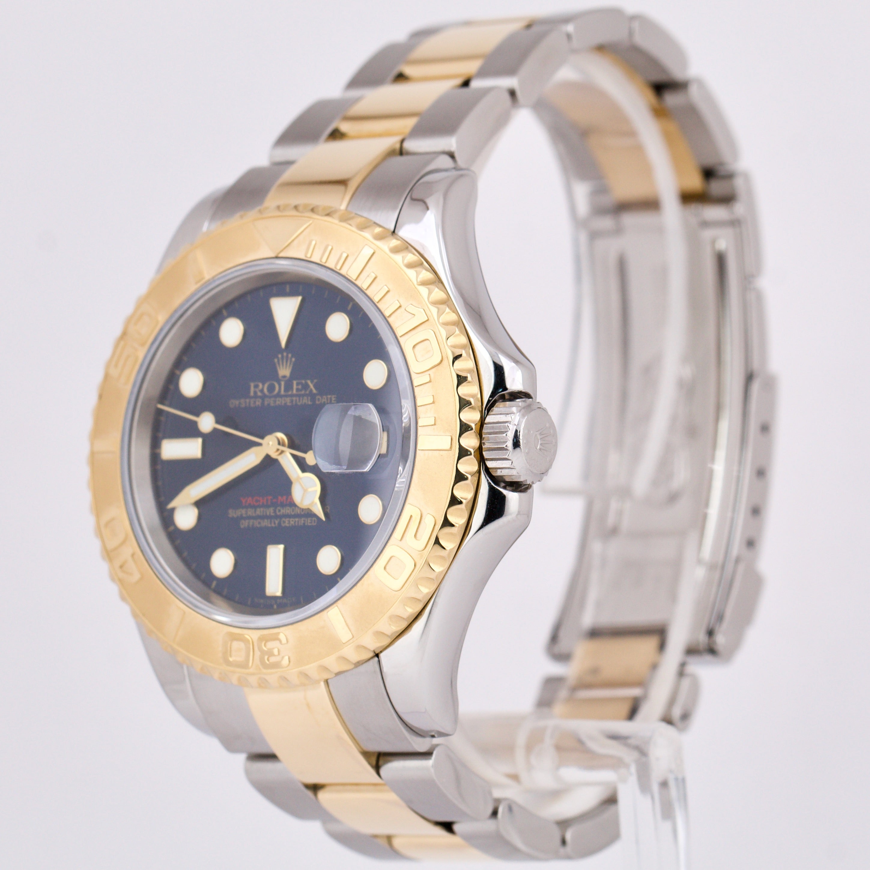PAPERS Rolex Yacht-Master 40mm BLUE Two-Tone 18K Yellow Gold Steel 166